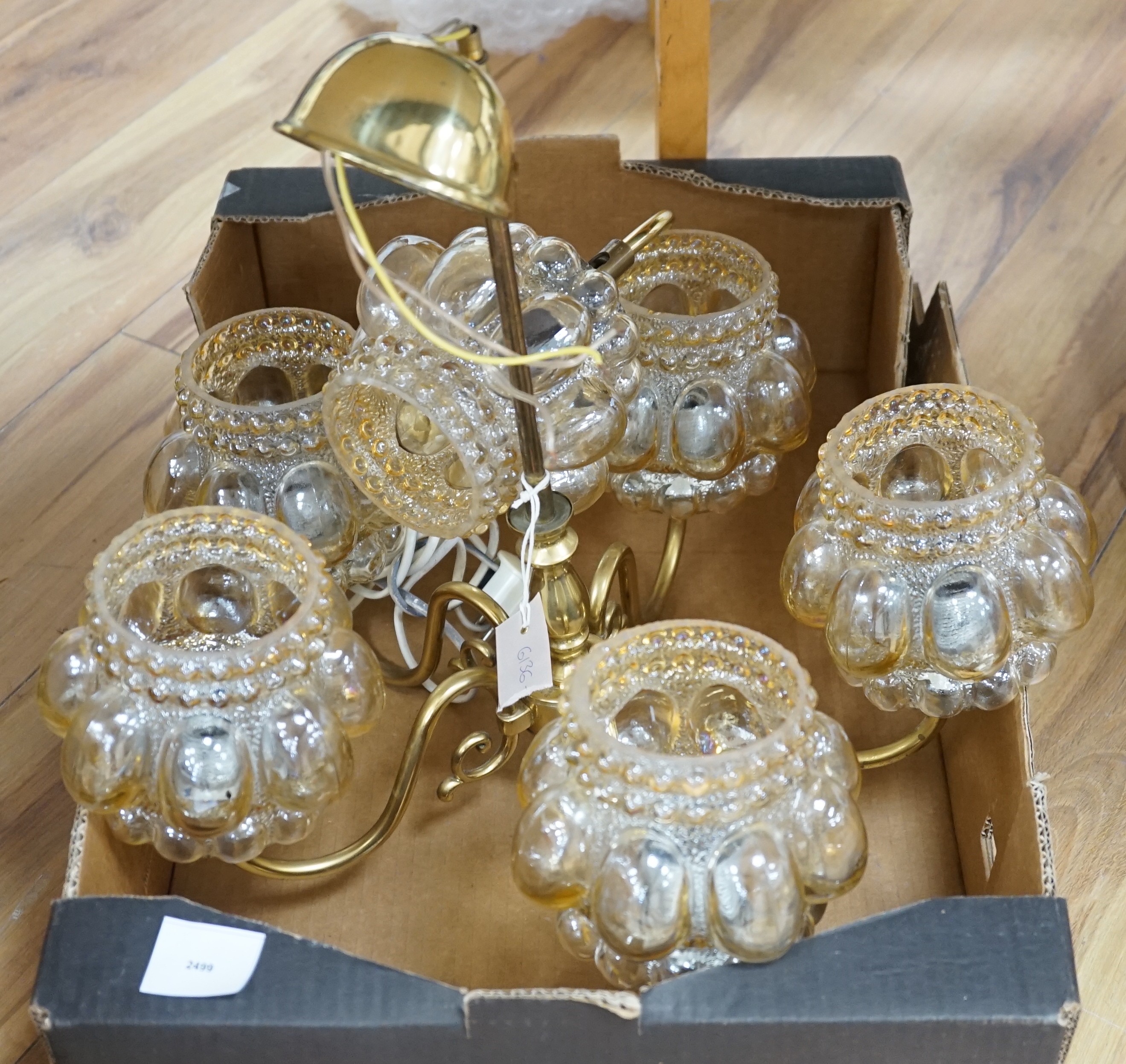 1950’s five branch electrolier and matching lamp